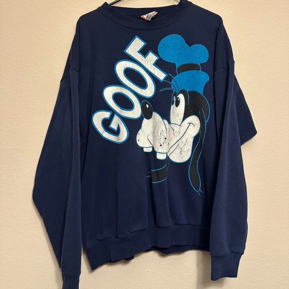 Vintage 90s Disney Goofy “GOOF” Oversized Navy Blue Sweatshirt